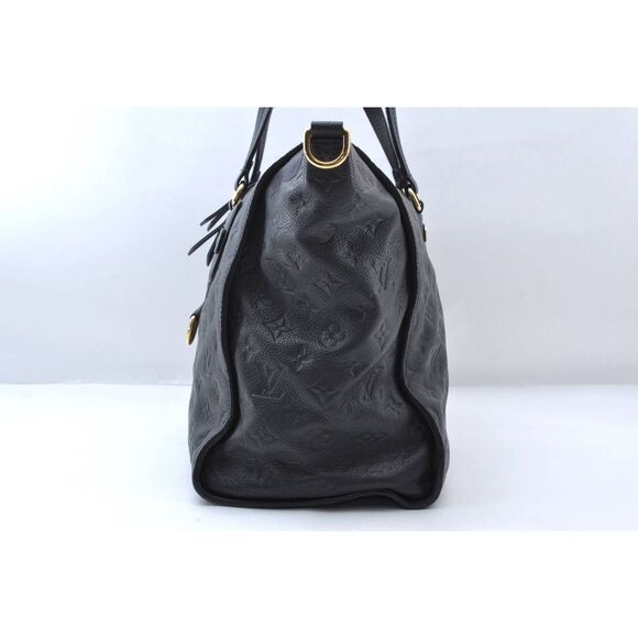 Auth Louis Vuitton Monogram Empreinte Lumineuse PM Tote Bag Navy M93410 LV 9258B - Picture 3 of 11